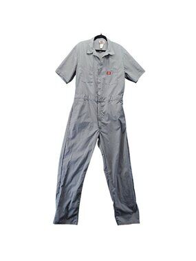 Dickies Coveralls Mens 44R Gray Short Sleeve Workwear Durable Poly/Cotton Blend